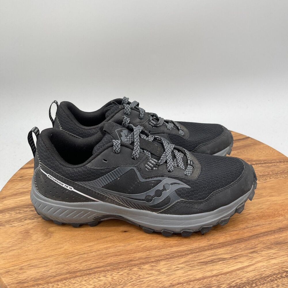 Saucony Excursion TR16 Shoes Mens Size 7.5 Black Trail Running Comfort Hiking